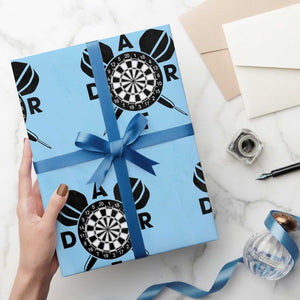 Vintage Dartboard Gift Idea For Dart Lover Wrapping Paper Roll TS12 Light Blue Print Your Wear