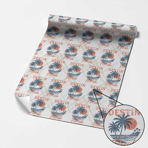 Vintage Destin Florida Beach Wrapping Paper Roll Sunset Palm Tree Graphic