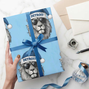 Vintage LF Christmas Wrapping Paper Roll Game Day Santa Hat Football Lovers TS10 Light Blue Print Your Wear