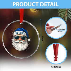 Vintage Detroit Football Christmas Crystal Glass Ornament Funny Retro Santa Lions Fan Xmas TS10 Print Your Wear