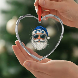 Vintage Detroit Football Christmas Heart Crystal Glass Ornament Funny Retro Santa Lions Fan Xmas TS10 Print Your Wear