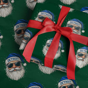 Vintage Detroit Football Christmas Wrapping Paper Roll Funny Retro Santa Lions Fan Xmas TS10 Green Print Your Wear