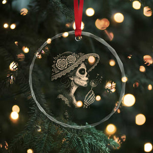 Vintage Dia de los Muertos Catrina Portrait Graphic Crystal Glass Ornament Gothic Sugar Skull Woman Blowing Dandelion TS02 Print Your Wear