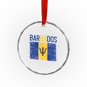 Vintage Distressed Barbados Flag Crystal Glass Ornament Bajan Caribbean Heritage Patriotic Pride Gift