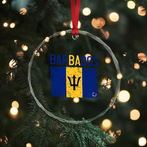Vintage Distressed Barbados Flag Crystal Glass Ornament Bajan Caribbean Heritage Patriotic Pride Gift