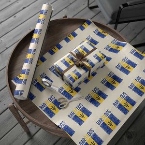 Vintage Distressed Barbados Flag Wrapping Paper Roll Bajan Caribbean Heritage Patriotic Pride Gift TS10 Beige Print Your Wear