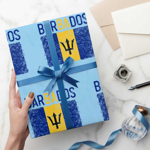 Vintage Distressed Barbados Flag Wrapping Paper Roll Bajan Caribbean Heritage Patriotic Pride Gift TS10 Light Blue Print Your Wear