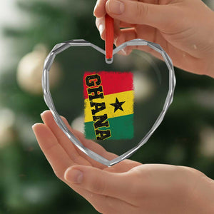 Vintage Distressed Ghana Flag Heart Crystal Glass Ornament Ghanaian Heritage Africa Ghanese Roots