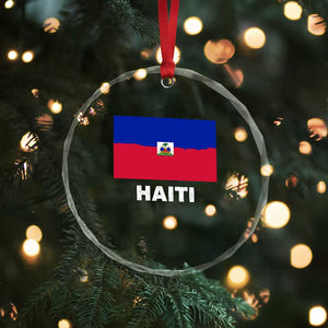 Vintage Distressed Haiti Flag Crystal Glass Ornament Haitian Heritage Pride TS02 Print Your Wear