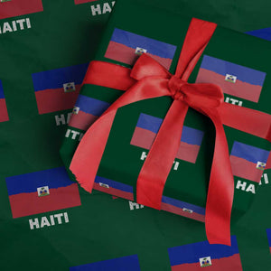 Vintage Distressed Haiti Flag Wrapping Paper Roll Haitian Heritage Pride TS02 Green Print Your Wear