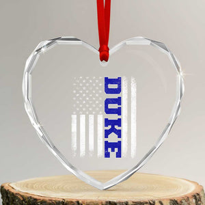 Vintage Duke Name American Flag Heart Crystal Glass Ornament Retro Sport Basketball Fans TS10 Transparent Glass 3'' Heart Print Your Wear