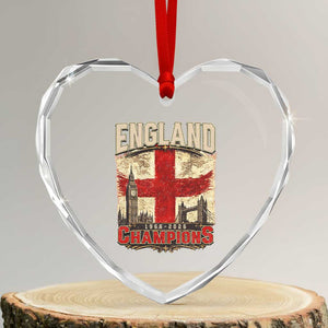 Vintage England Champions Heart Crystal Glass Ornament Proud Football Fan Heritage TS12 Transparent Glass 3'' Heart Print Your Wear