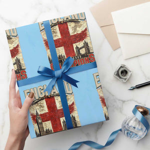 Vintage England Champions Wrapping Paper Roll Proud Football Fan Heritage TS12 Light Blue Print Your Wear
