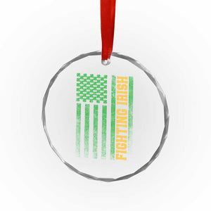 Vintage Fighting Irish Shamrock American Flag Crystal Glass Ornament