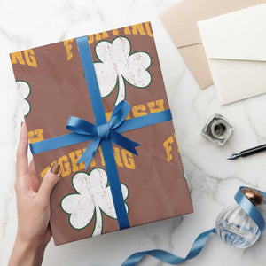 Vintage Fighting Irish Wrapping Paper Roll Retro History Gold Shamrock TS10 Mocha Print Your Wear