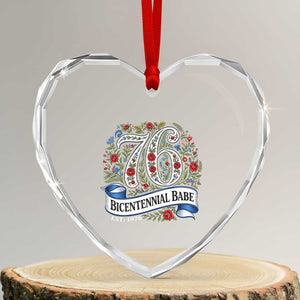 Vintage Floral Bicentennial Babe Est 1976 Heart Crystal Glass Ornament Elegant 50th Birthday TS02 Transparent Glass 3'' Heart Print Your Wear