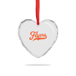 Vintage Flyers Name Script Style Heart Crystal Glass Ornament Retro Distressed Tailgate Spirit Sports Fan TS02 Print Your Wear