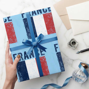 Vintage France Flag Distressed French Pride Patriotic Soccer Fan Graphic Wrapping Paper Roll TS10 Light Blue Print Your Wear