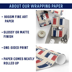 Vintage France Flag Distressed French Pride Patriotic Soccer Fan Graphic Wrapping Paper Roll TS10 Print Your Wear