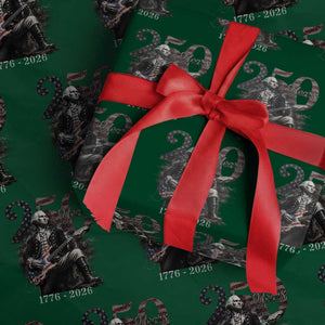 Vintage George Washington Playing Guitar 250 Years Wrapping Paper Roll 1776 2026 Humor Patriotic USA Flag TS10 Green Print Your Wear
