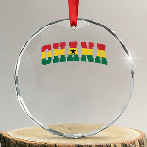 Vintage Ghana Flag Varsity Crystal Glass Ornament Classic Ghanaian Pride Heritage Graphic TS10 Transparent Glass 3'' Circle Print Your Wear