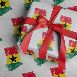 Vintage Ghana Map Flag Wrapping Paper Roll Distressed Proud Ghanaian Heritage African Pride