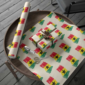 Vintage Ghana Map Flag Wrapping Paper Roll Distressed Proud Ghanaian Heritage African Pride