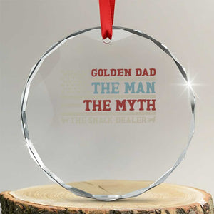 Vintage Golden Retriever Dad Crystal Glass Ornament The Man The Myth The Snack Dealer TS12 Transparent Glass 3'' Circle Print Your Wear