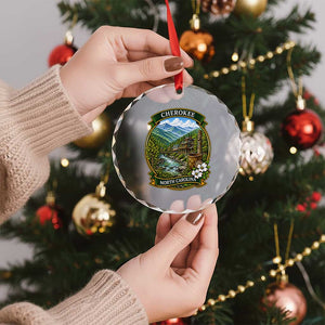 Vintage Great Smoky Mountains Crystal Glass Ornament Cherokee North Carolina Landscape