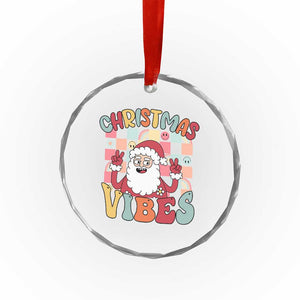 Vintage Groovy Santa Xmas Vibe Crystal Glass Ornament TS09 Print Your Wear