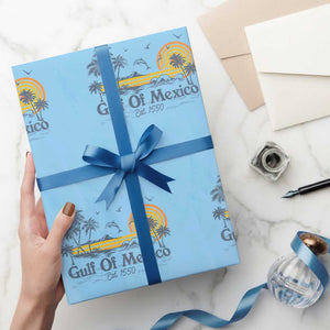 Vintage Gulf of Mexico Est 1550 Wrapping Paper Roll Golfo De Mexico TS02 Light Blue Print Your Wear
