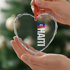 Vintage Haitian Flag Heart Crystal Glass Ornament Proud Haitienne Haiti Independence 1804