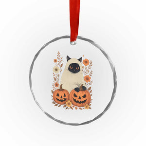 Vintage Halloween Ghost Cat Crystal Glass Ornament Groovy Floral Cute Black Cat Ghost Fall Pumpkin TS10 Print Your Wear