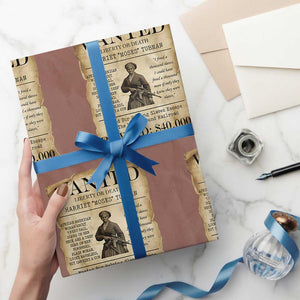 Vintage Harriet Tubman Poster Wrapping Paper Roll Wanted For Helping Slaves Escape TS12 Mocha Print Your Wear