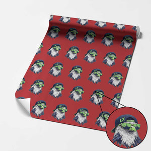 Vintage Hawk Graphic LX Cap Seattle Skyline Game Day Wrapping Paper Roll TS11 Red Print Your Wear