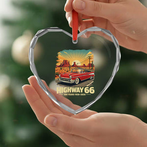 Vintage Highway 66 100th Anniversary Souvenir Heart Crystal Glass Ornament TS14 Print Your Wear