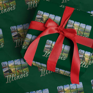 Vintage Illinois State Route Highway 66 Wrapping Paper Roll Southwest Souvenir TS12 Green Print Your Wear