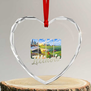 Vintage Illinois State Route Highway 66 Heart Crystal Glass Ornament Southwest Souvenir TS12 Transparent Glass 3'' Heart Print Your Wear