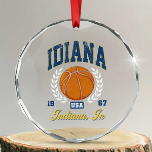 Vintage Indiana Basketball Graphic Crystal Glass Ornament Retro 1967 Sports Indianapolis IN Fan TS02 Transparent Glass 3'' Circle Print Your Wear