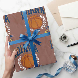 Vintage Indiana Basketball Graphic Wrapping Paper Roll Retro 1967 Sports Indianapolis IN Fan TS02 Mocha Print Your Wear