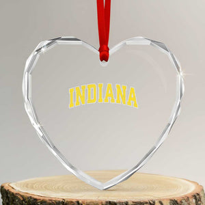 Vintage Indiana IN Heart Crystal Glass Ornament Retro Throwback Design Classic Yellow Athletic Sports TS02 Transparent Glass 3'' Heart Print Your Wear