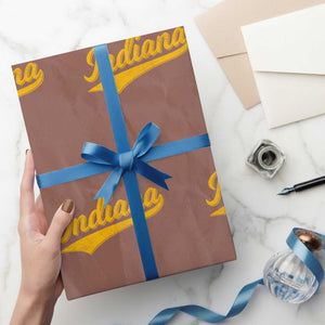 Vintage Indiana Retro Yellow Throwback Distressed Wrapping Paper Roll Retro Classic IN State Pride TS02 Mocha Print Your Wear