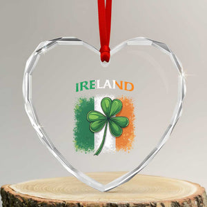 Vintage Ireland Shamrock Irish Flag St Patricks Day Heart Crystal Glass Ornament TS14 Transparent Glass 3'' Heart Print Your Wear