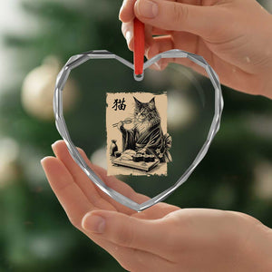 Vintage Japanese Cat Eating Sushi Heart Crystal Glass Ornament Funny Maine Coon Kimono Gift TS12 Print Your Wear
