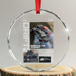 Vintage Japanese Drift Race Car Crystal Glass Ornament Cool Retro Vintage JDM Tokyo Japan Drifting TS10 Transparent Glass 3'' Circle Print Your Wear