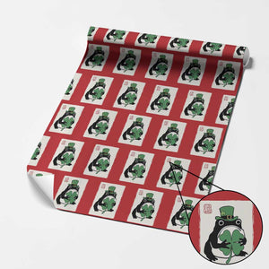 Vintage Japanese Grumpy Frog Wrapping Paper Roll Lucky St Paddys Day TS12 Red Print Your Wear