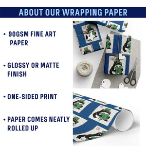 Vintage Japanese Grumpy Frog Wrapping Paper Roll Lucky St Paddys Day TS12 Print Your Wear