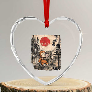 Vintage Japanese Ukiyoe Punch Baby Monkey Heart Crystal Glass Ornament Kawaii Animal Gift TS12 Transparent Glass 3'' Heart Print Your Wear