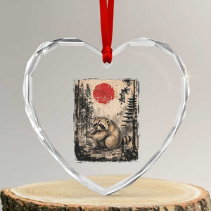 Vintage Japanese Ukiyoe Raccoon Heart Crystal Glass Ornament Seattle Short Spine Trash Panda