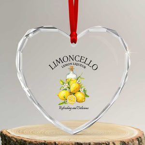Vintage Limoncello Lemon Liqueur Heart Crystal Glass Ornament Italian Summer Letter Fruit Printed Graphic